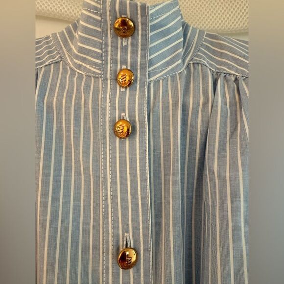 ZIMMERMANN Light Blue Striped Long Sleeve Utility Midi Dress, size 0 - Picture 9 of 16